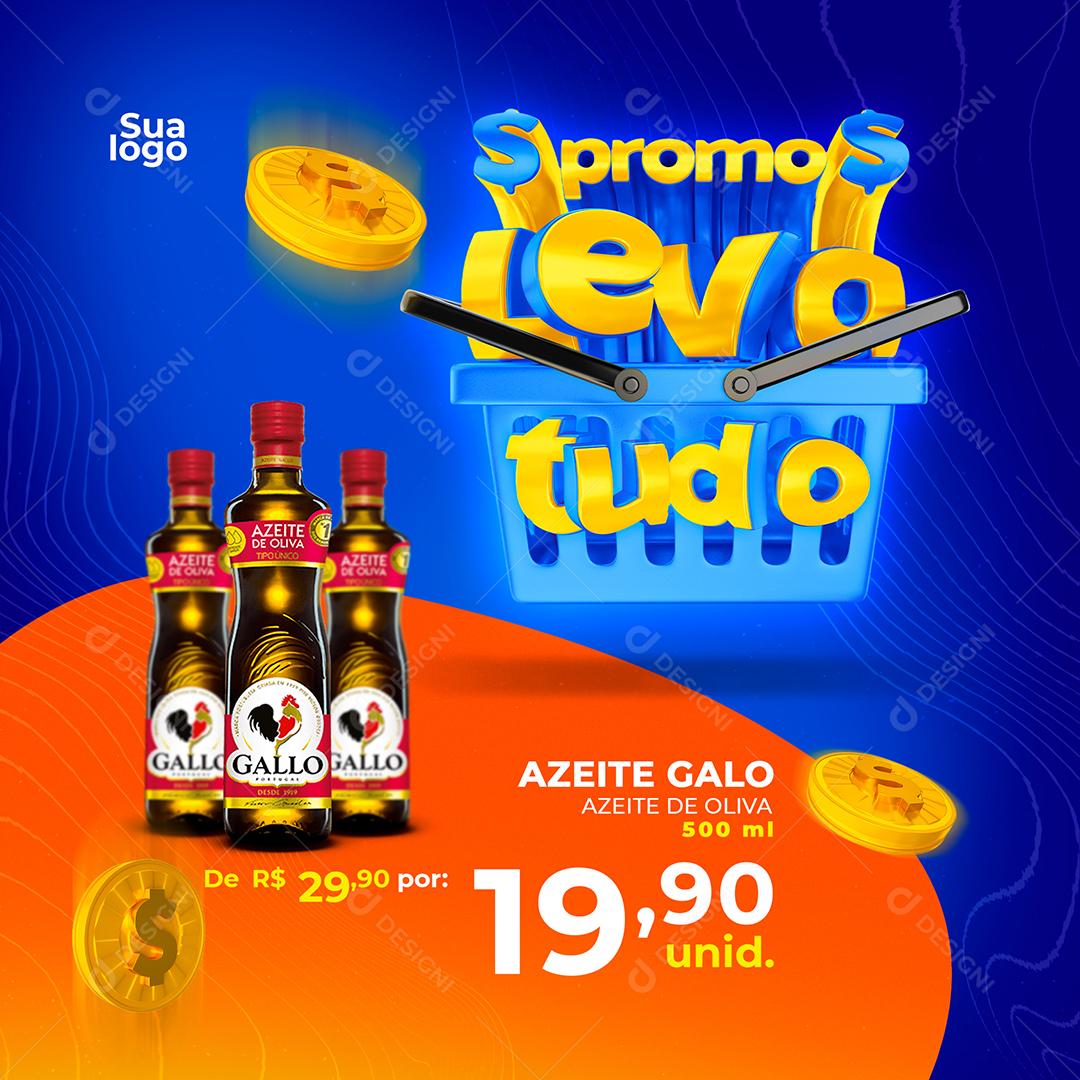 Social Media Promoção Leva Tudo Produtos Supermercados PSD Editável