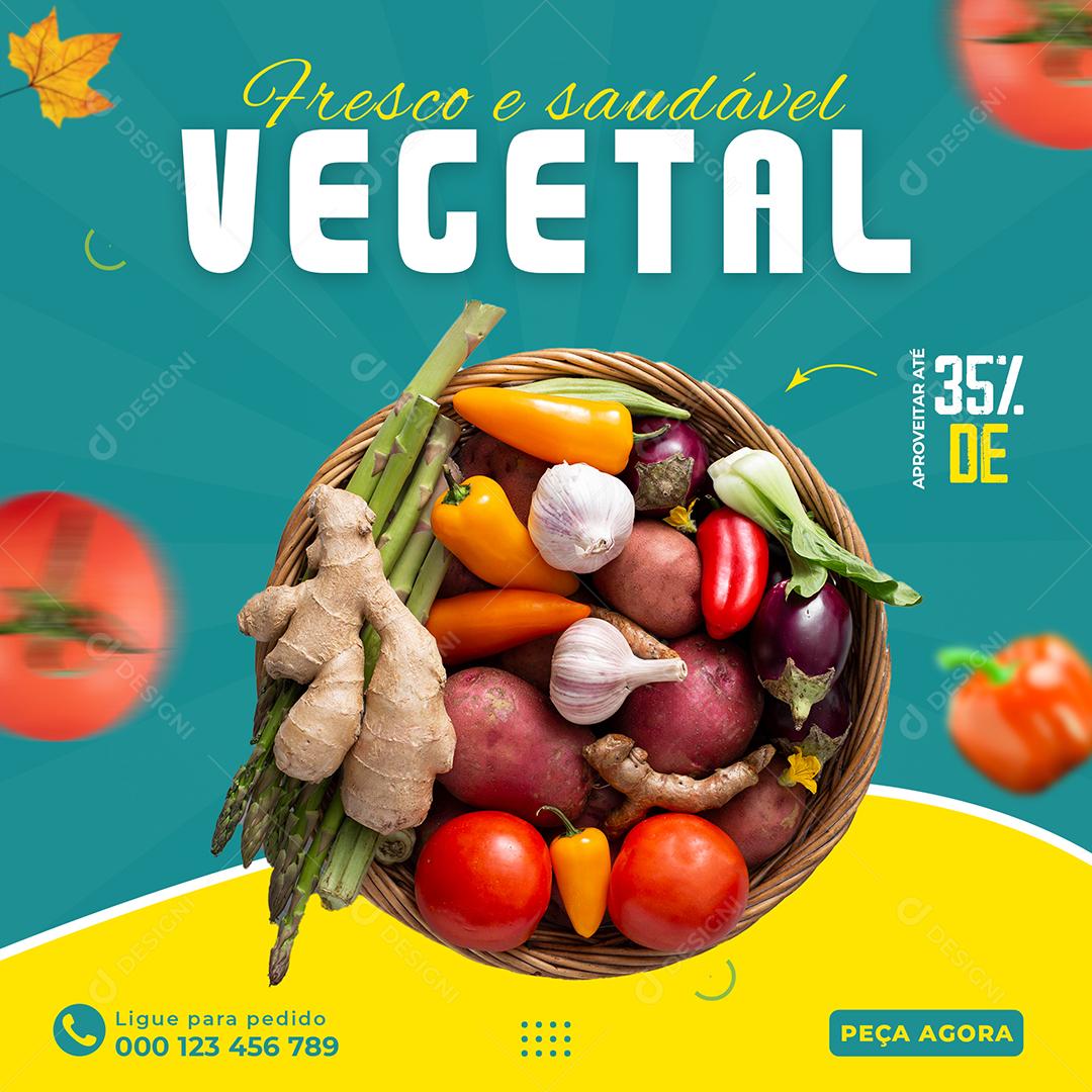 Social Media Fresco e Saudável Vegetal Hortifruti PSD Editável