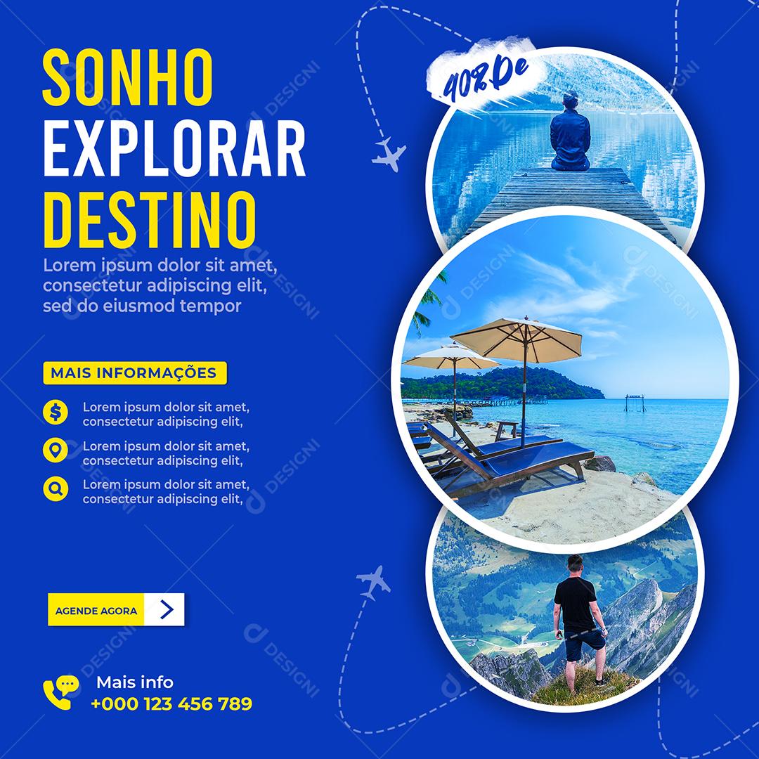 Social Media Sonho Explorar Destino Viagem PSD Editável