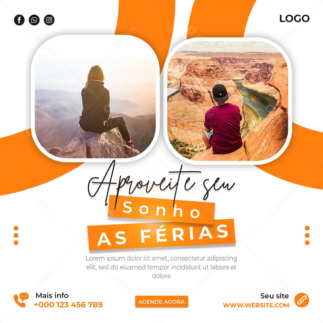 Social Media Aproveite seu Sonho as Férias Viagem PSD Editável