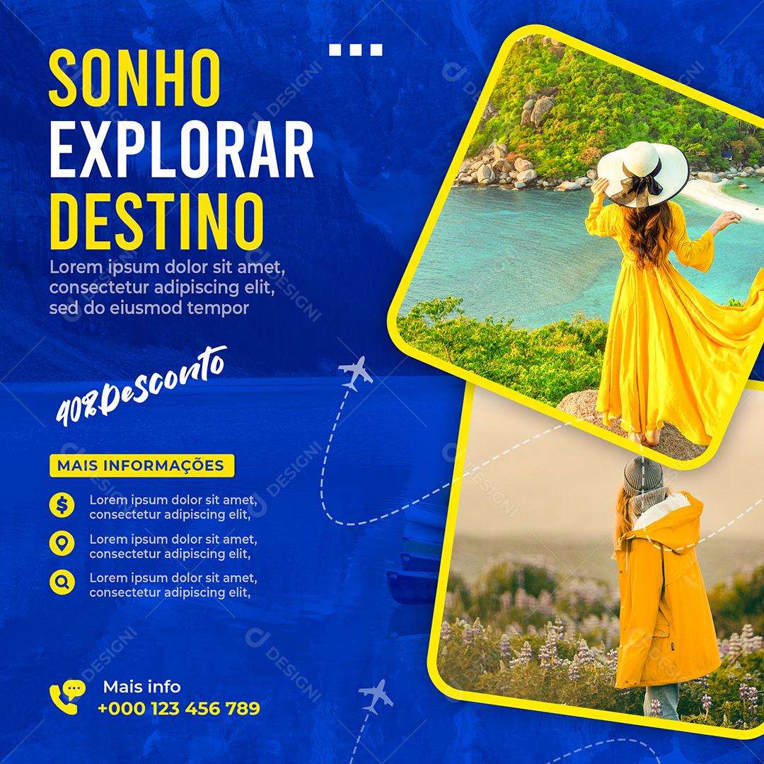 Social Media Sonho Explorar Destino Viagem PSD Editável