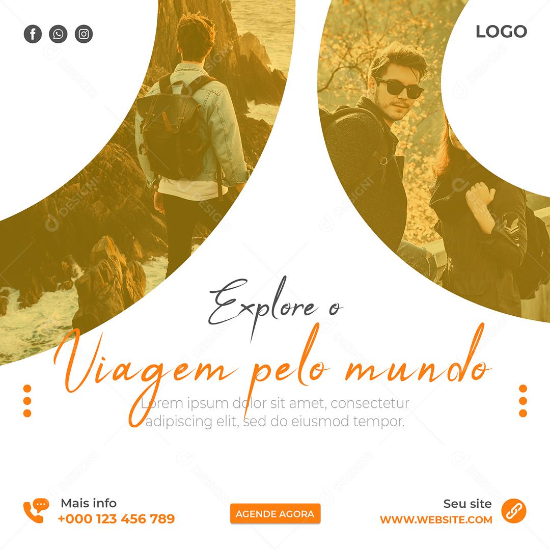Social Media Explore e Viagem pelo Mundo PSD Editável