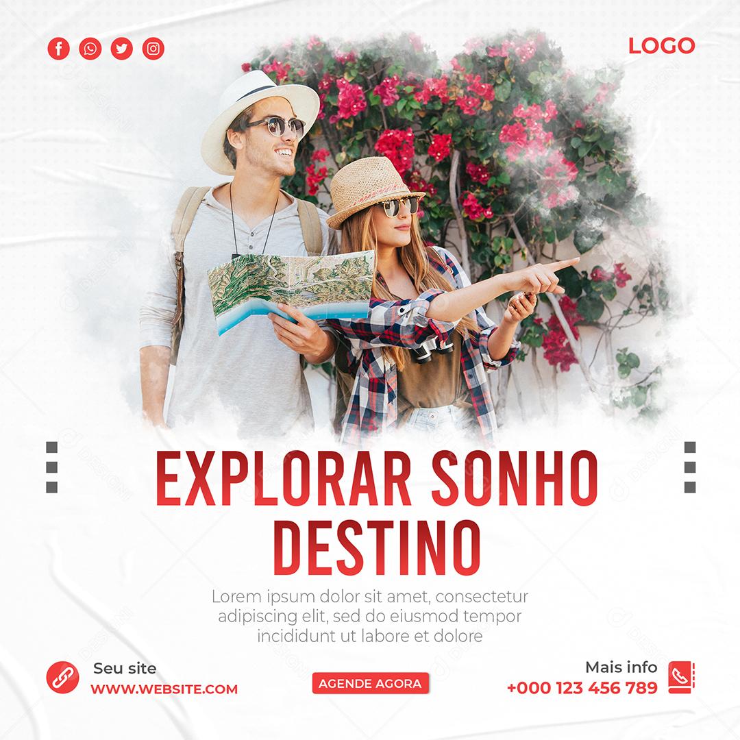 Explorar Sonho Destino Viagem Social Media PSD Editável