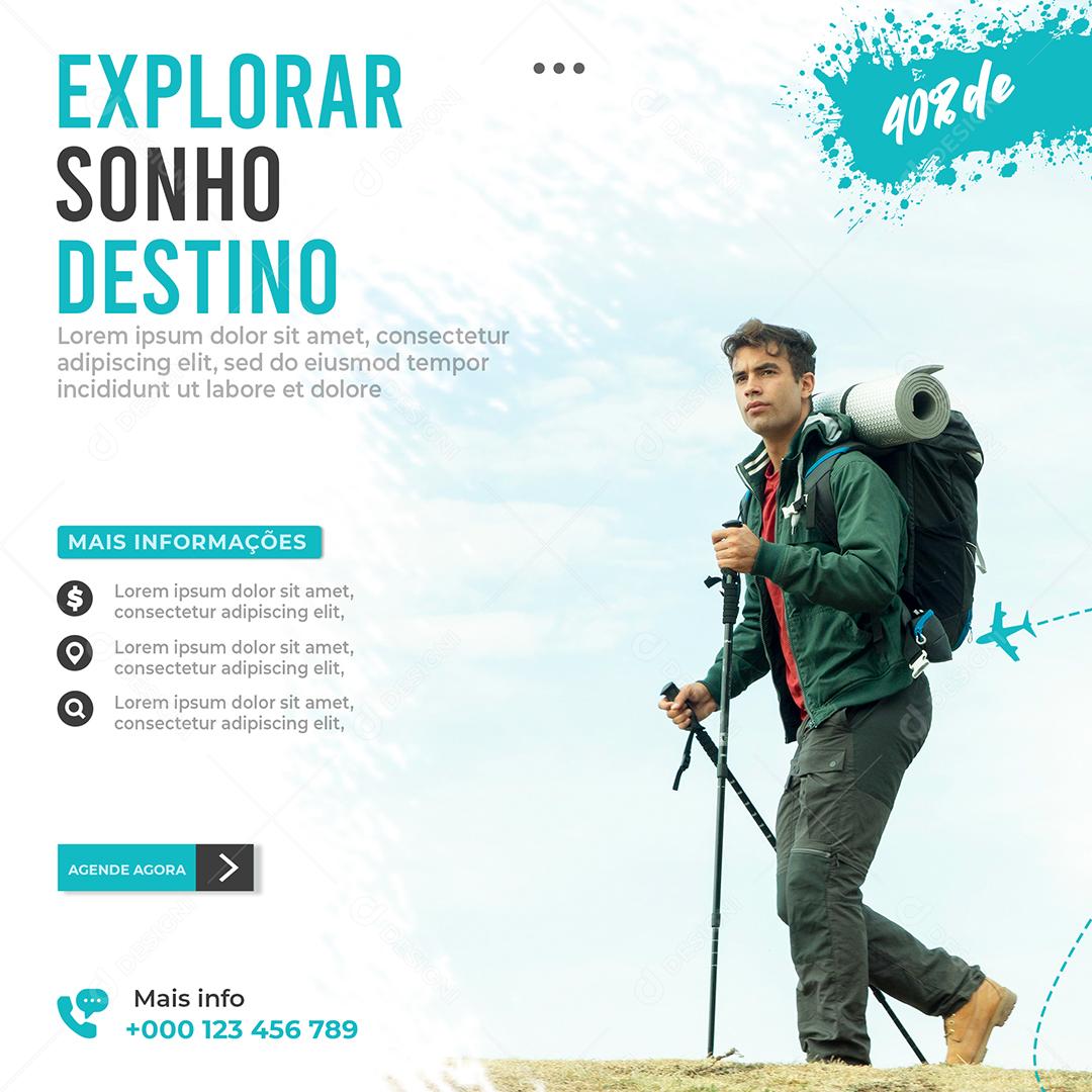 Social Media Explorar Sonho Destino Viagem PSD Editável