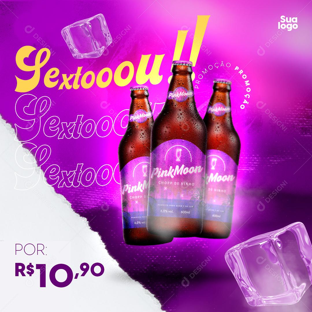 Social Media Cervejaria Pink Moon Bebidas PSD Editável