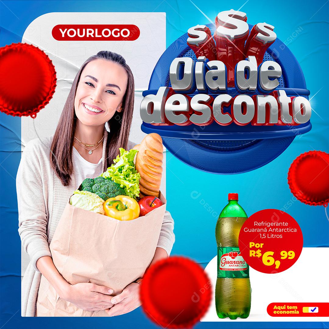 Social Media Supermercados Dia do Desconto Produtos Promoção PSD Editável