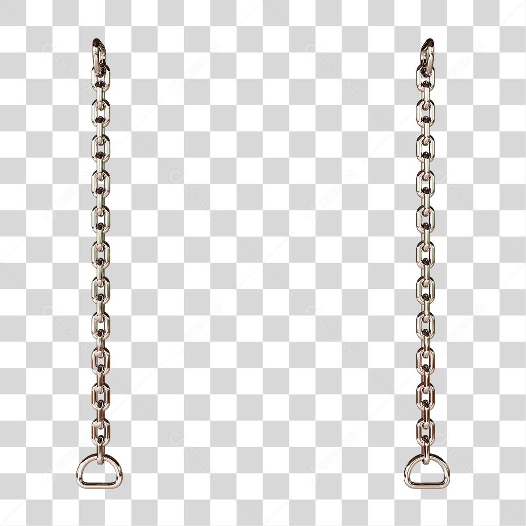 Corrente de Aço Cromado Elemento 3D Para Composição PNG