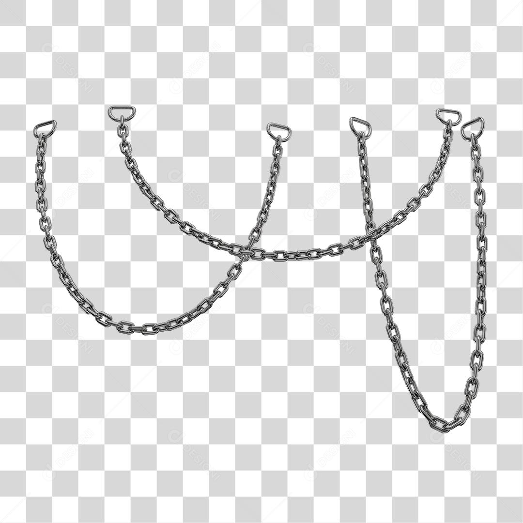 Elemento 3D Correntes de Aço cromado PNG Transparente