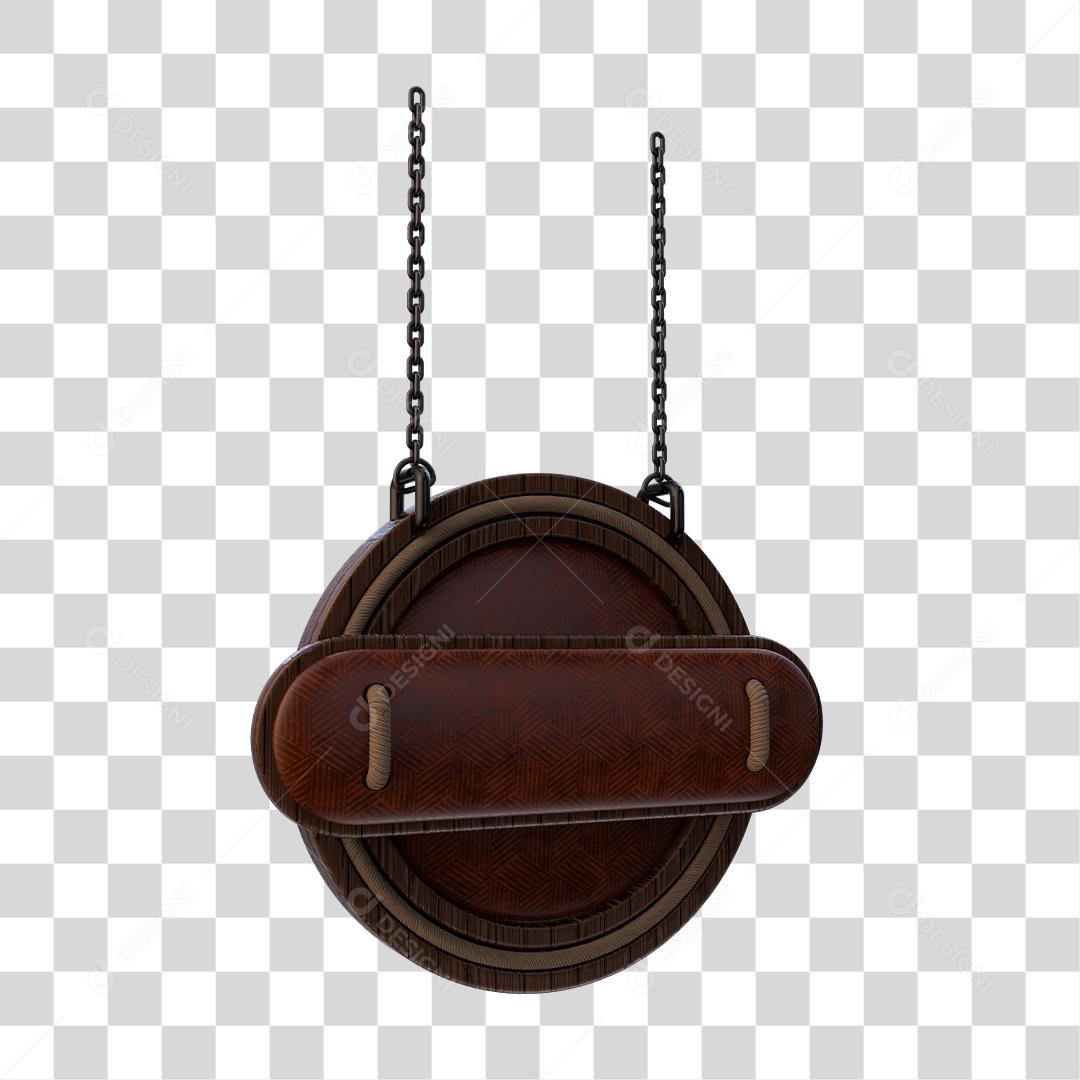 Placa de Madeira Com Correntes Elemento 3D Para Composição de Texto PNG Transparente