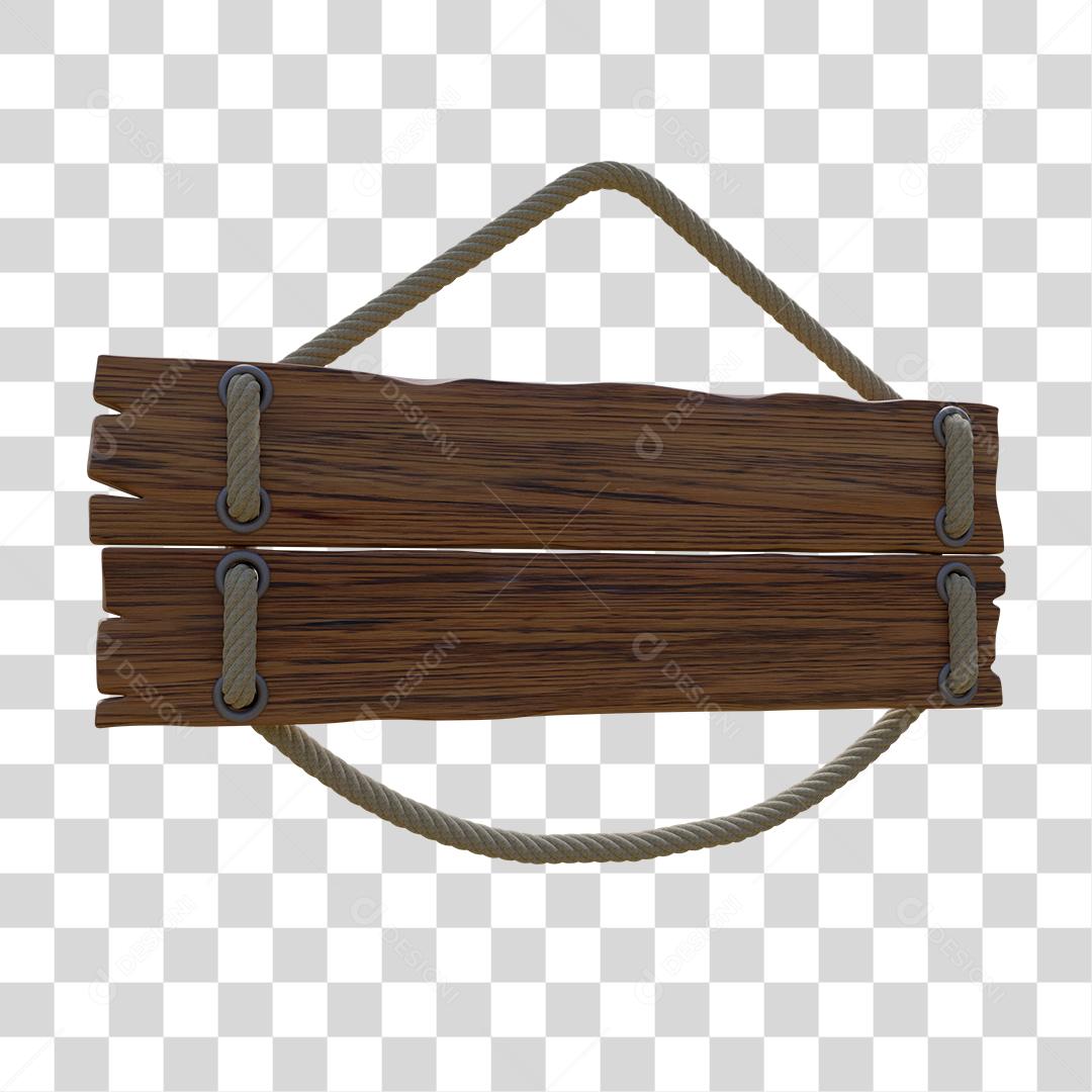 Wooden Board With Ropes Element 3D Transparent