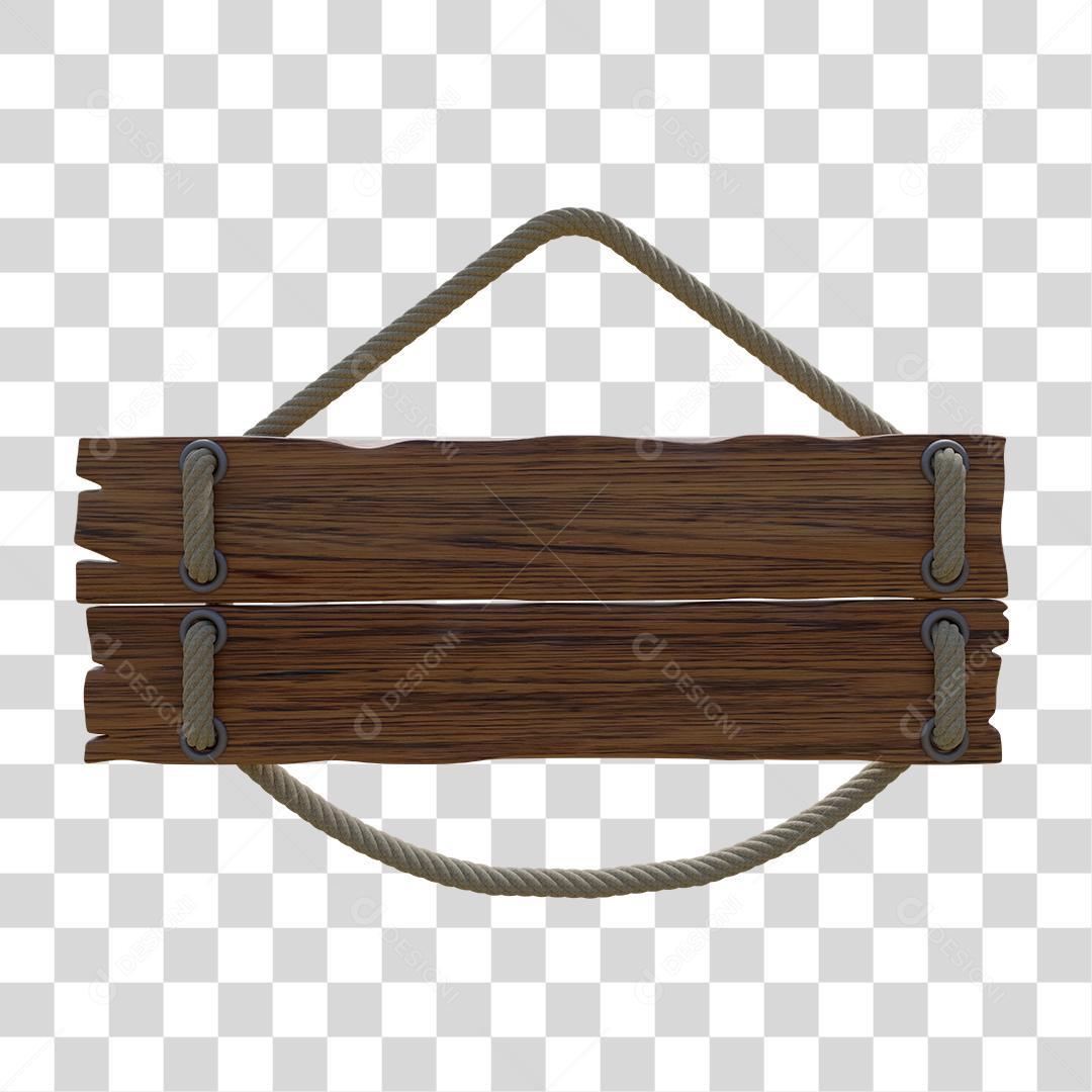 Placa de Madeira Com Cordas Elemento 3D PNG Transparente