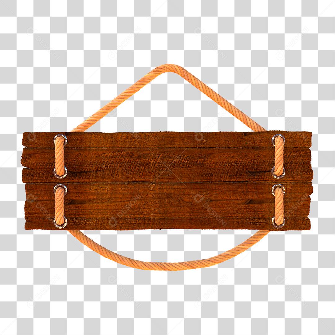 Placa de Madeira Com Cordas Elemento 3D PNG Transparente