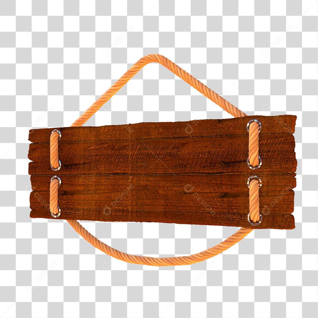 Placa de Madeira Com Cordas Elemento 3D Para Composição de Texto PNG Transparente