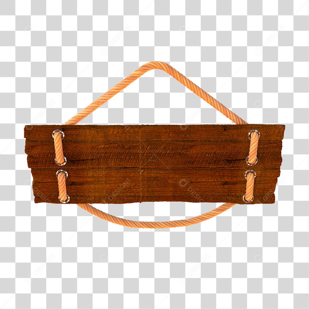 Placa de Madeira Com Cordas Elemento 3D PNG Transparente