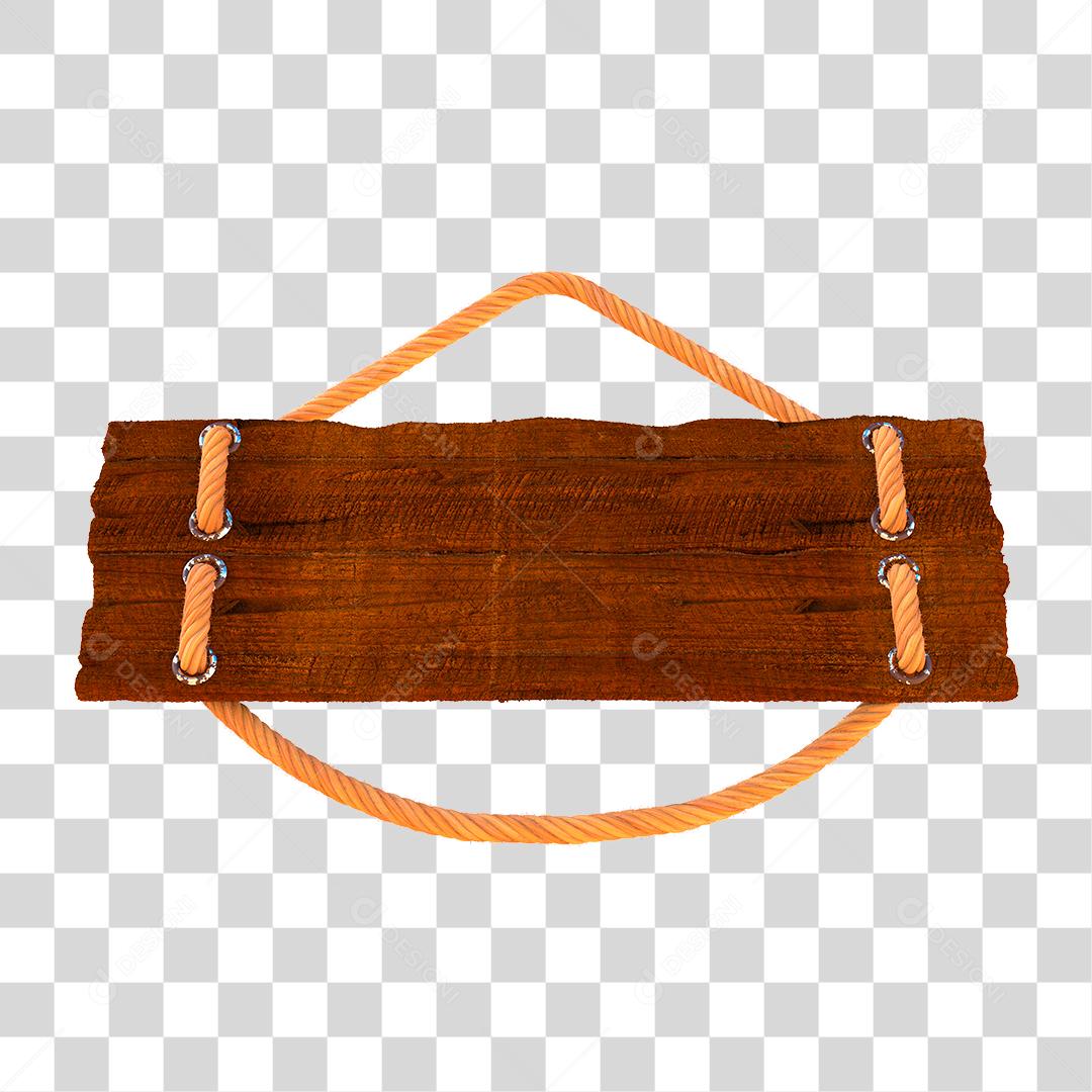 Placa de Madeira Retangular Com Cordas Elemento 3D Para Composição de Texto PNG Transparente