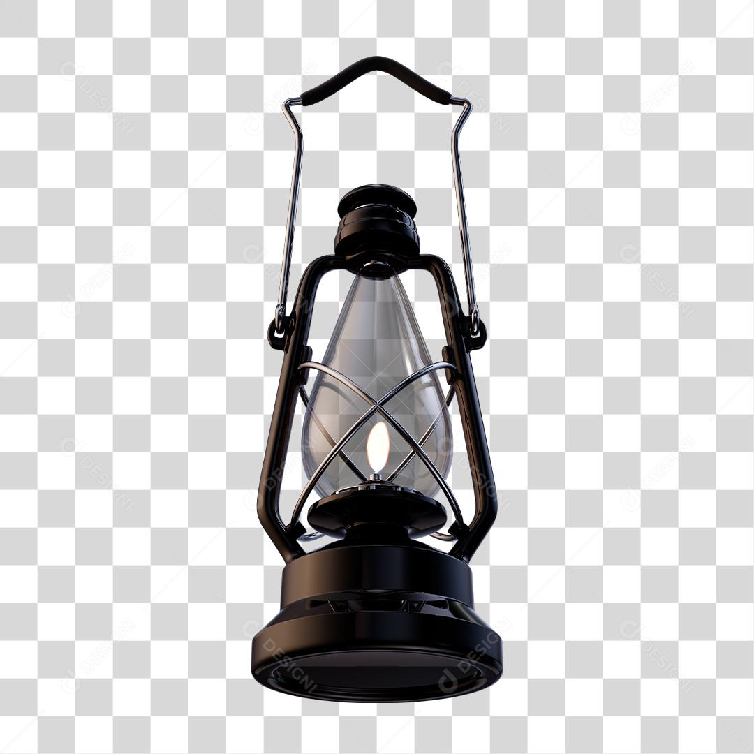 Elemento 3D Lampião Preto PNG Transparente