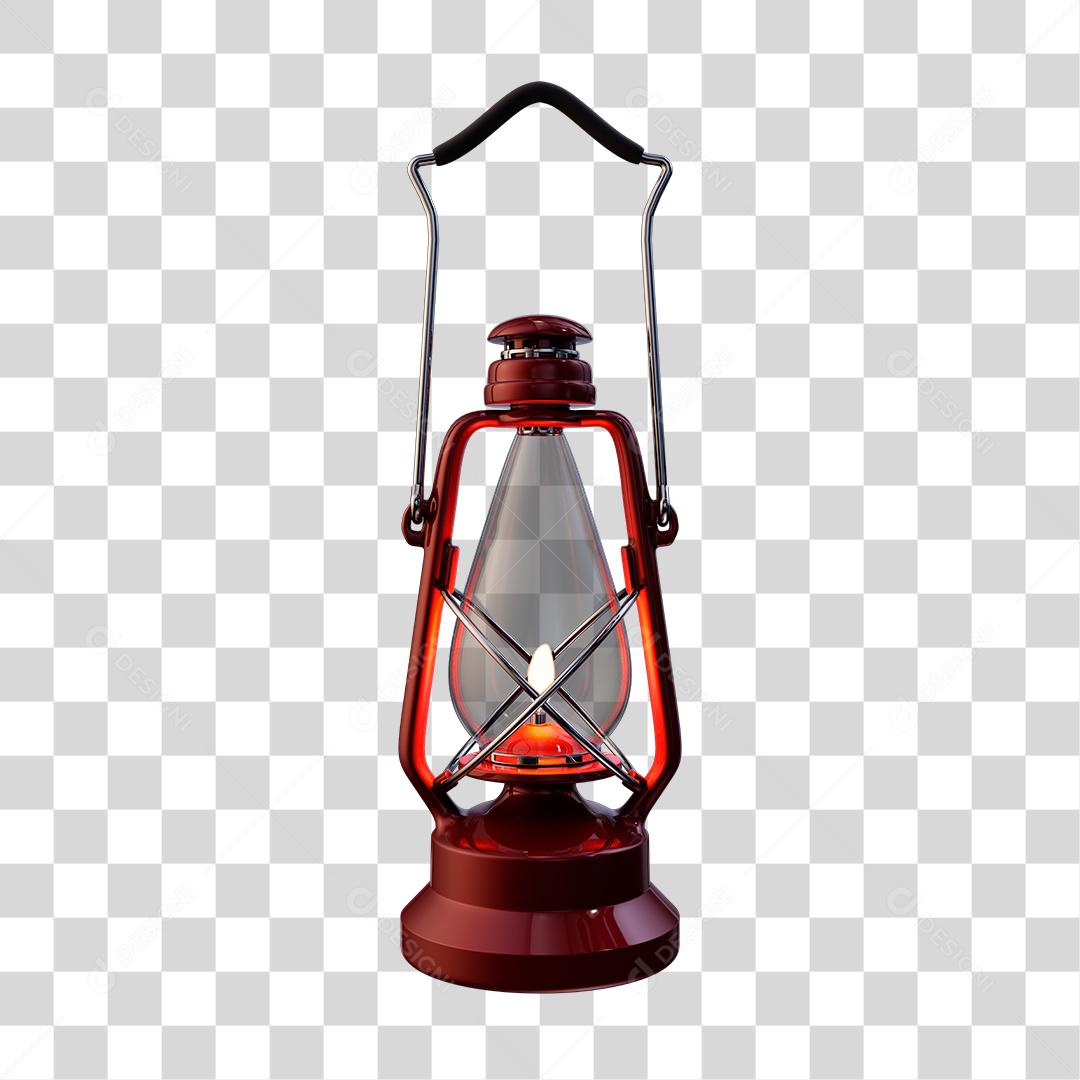 Elemento 3D Lampião Vermelho PNG Transparente