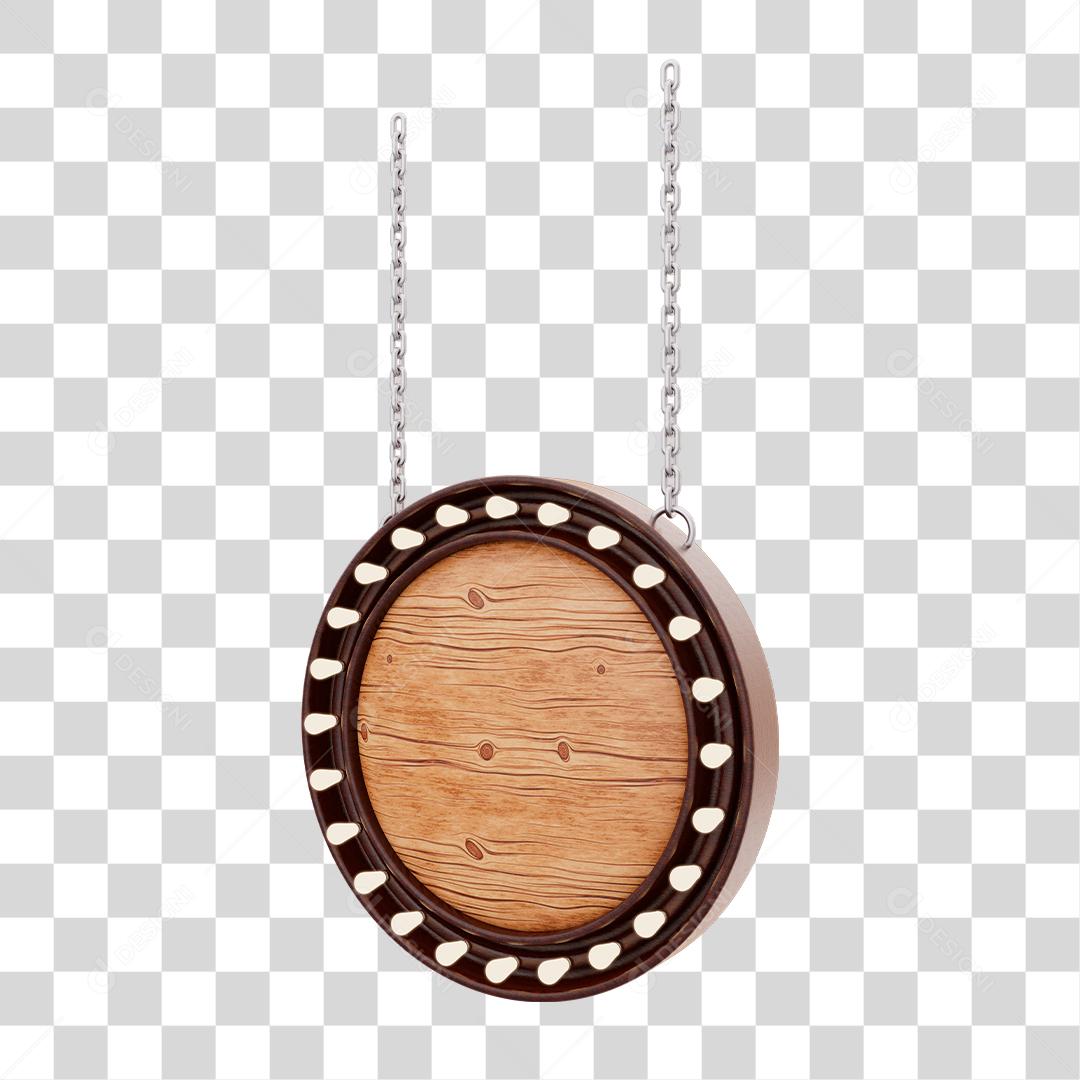 Placa de Madeira Circular Com Luzes Elemento 3D PNG Transparente