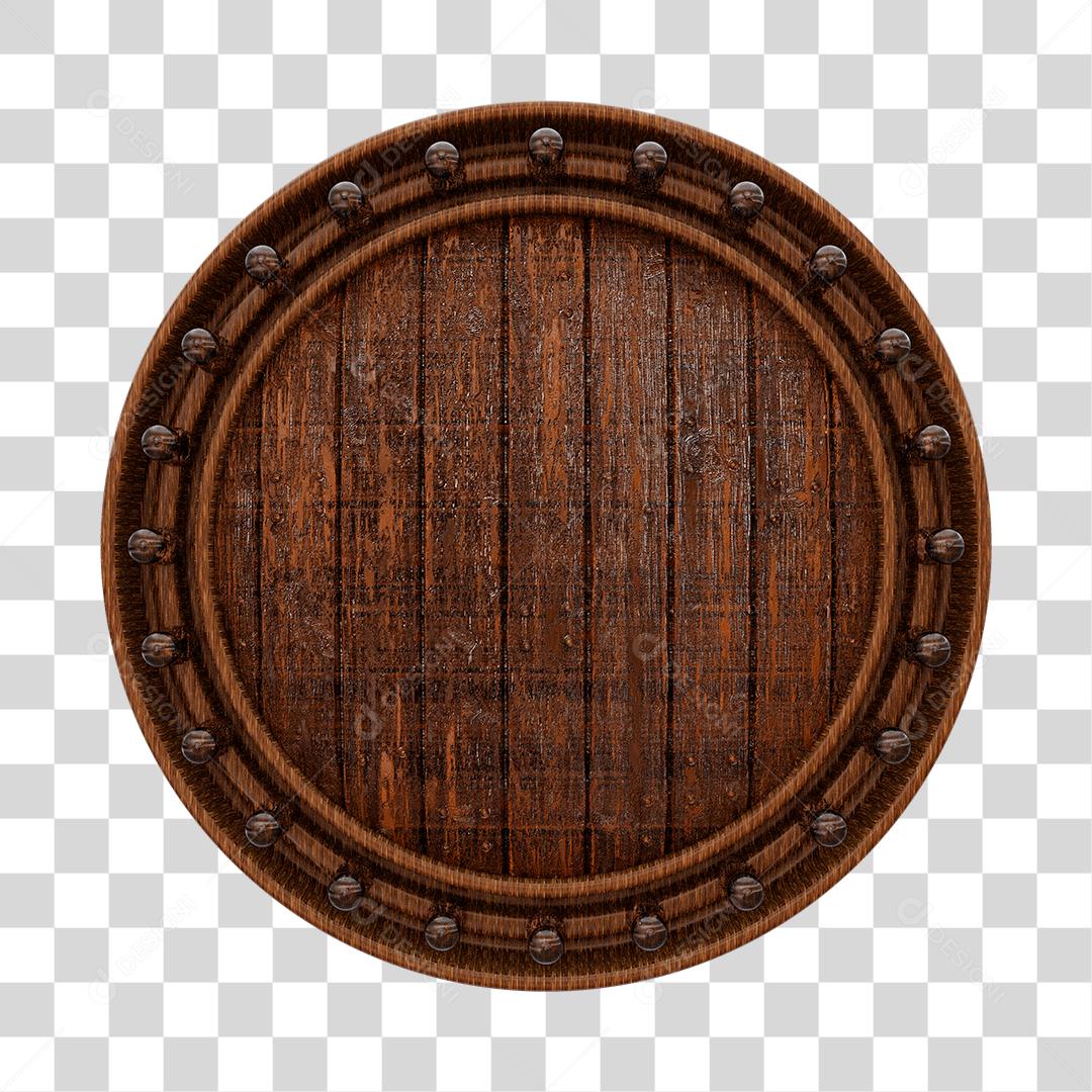 Placa de Madeira Circular Com Luzes Elemento 3D PNG Transparente