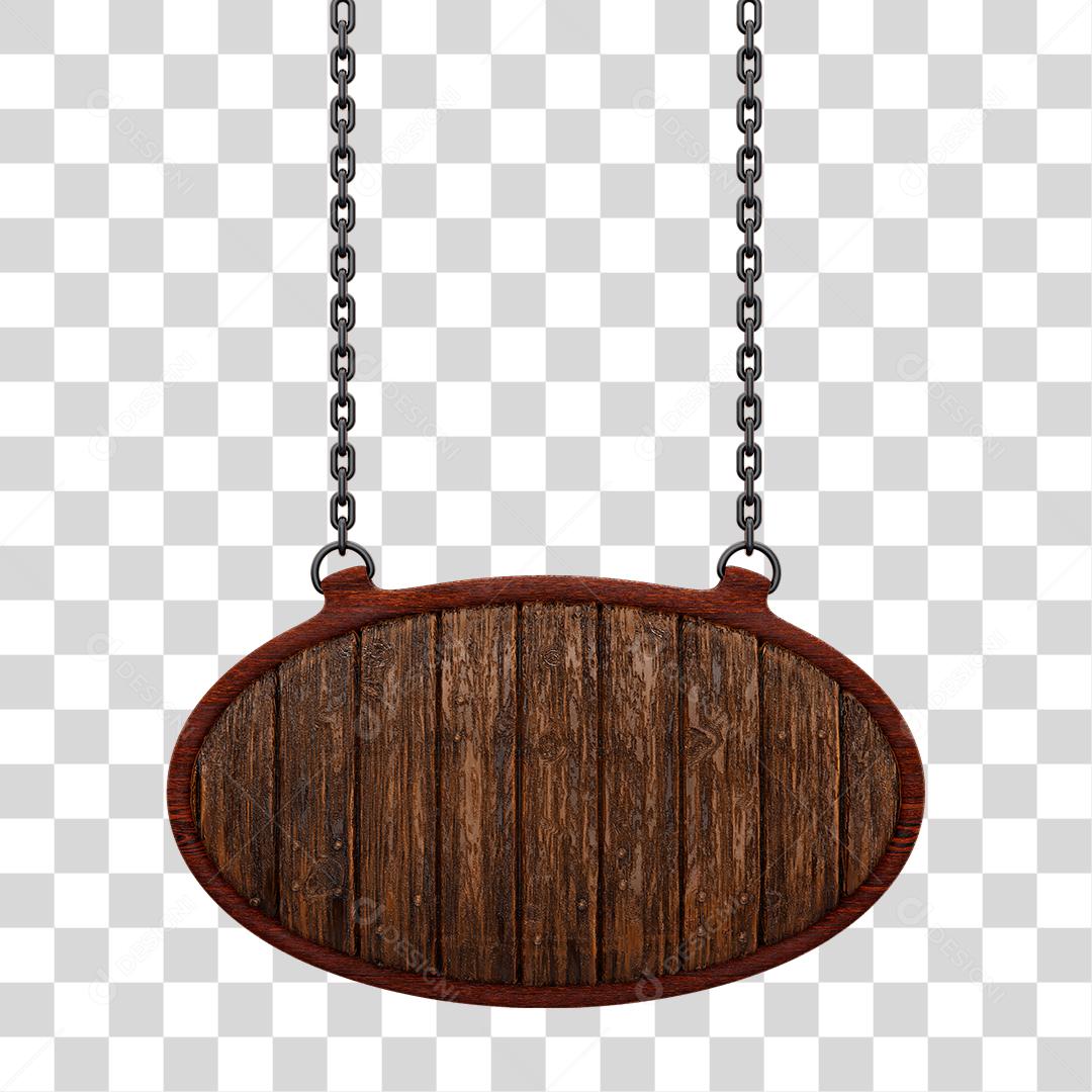 Placa de Madeira Com Correntes Elemento 3D Para Composição de Texto PNG Transparente