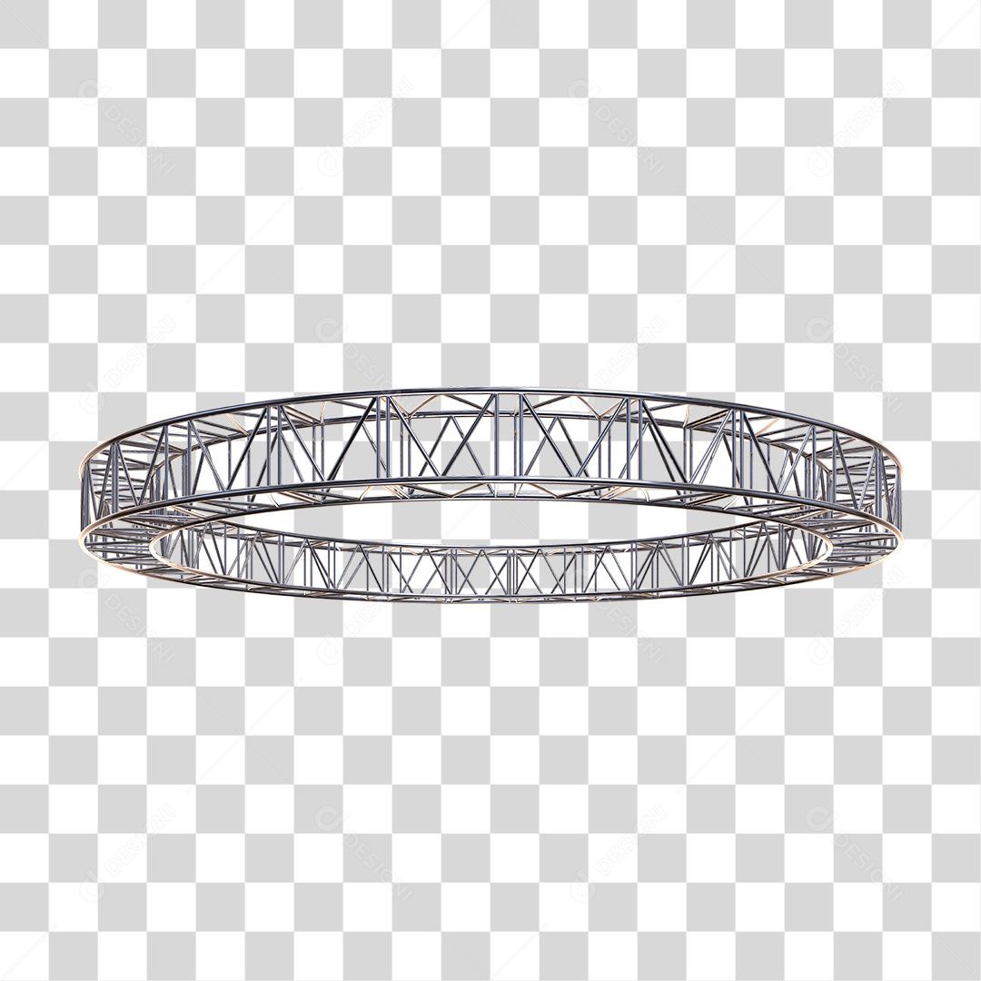 Estrutura Metálica Circular Cromada Elemento 3D Para Composição PNG Transparente
