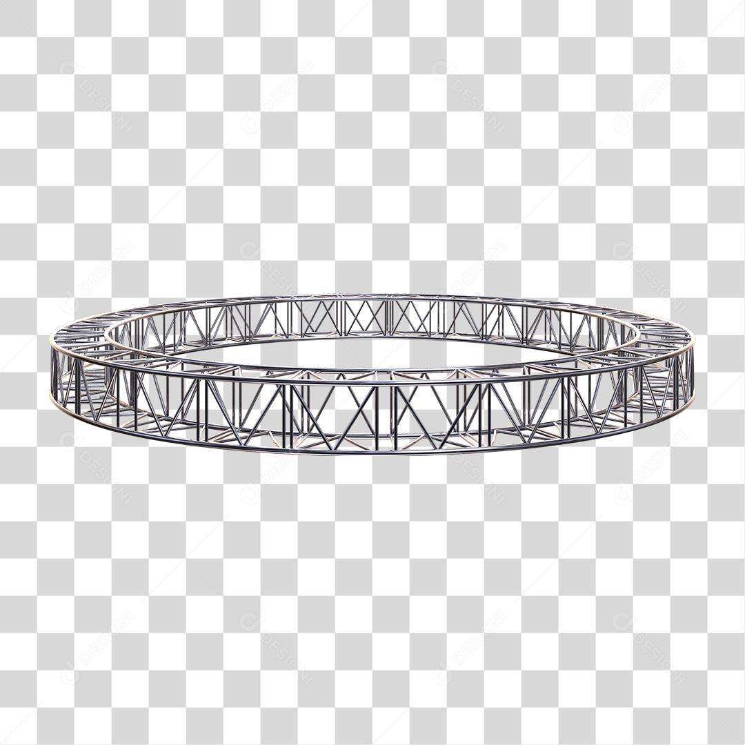 Estrutura Metálica Circular Circular Cromada Elemento 3D Para Composição PNG Transparente
