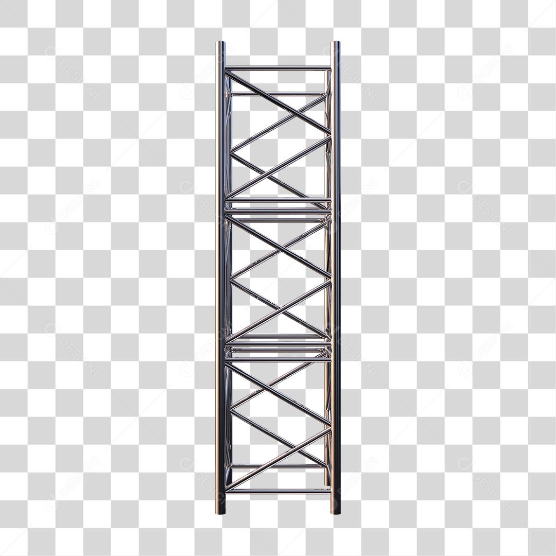 Estrutura Metálica Barra Circular Cromada Elemento 3D Para Composição PNG Transparente