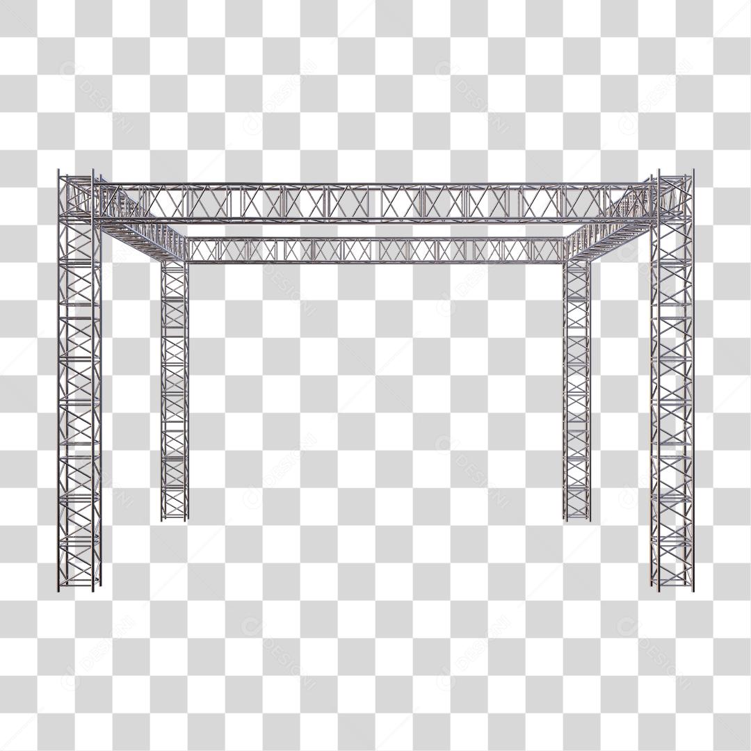 Estrutura Metálica Palco Cromada Elemento 3D Para Composição PNG Transparente