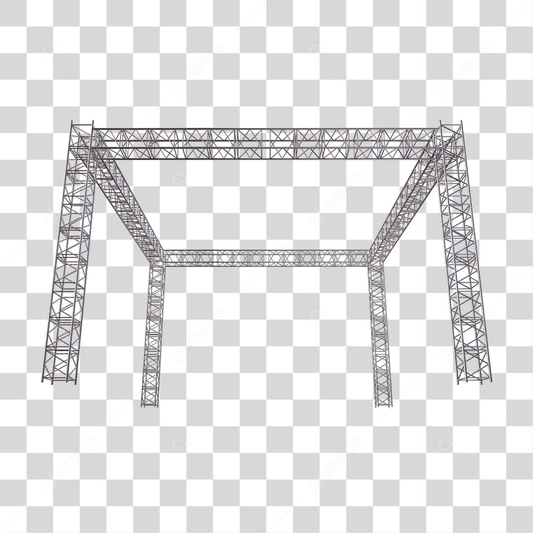 Estrutura Metálica Palco Cromada Elemento 3D Para Composição PNG Transparente