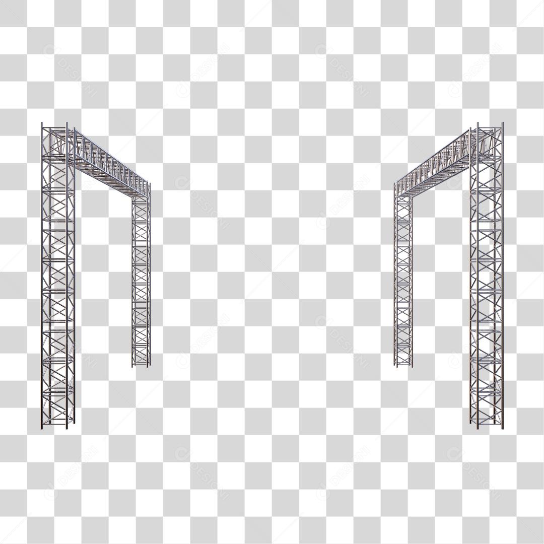 Estruturas Metálica Cromada Elemento 3D Para Composição PNG Transparente