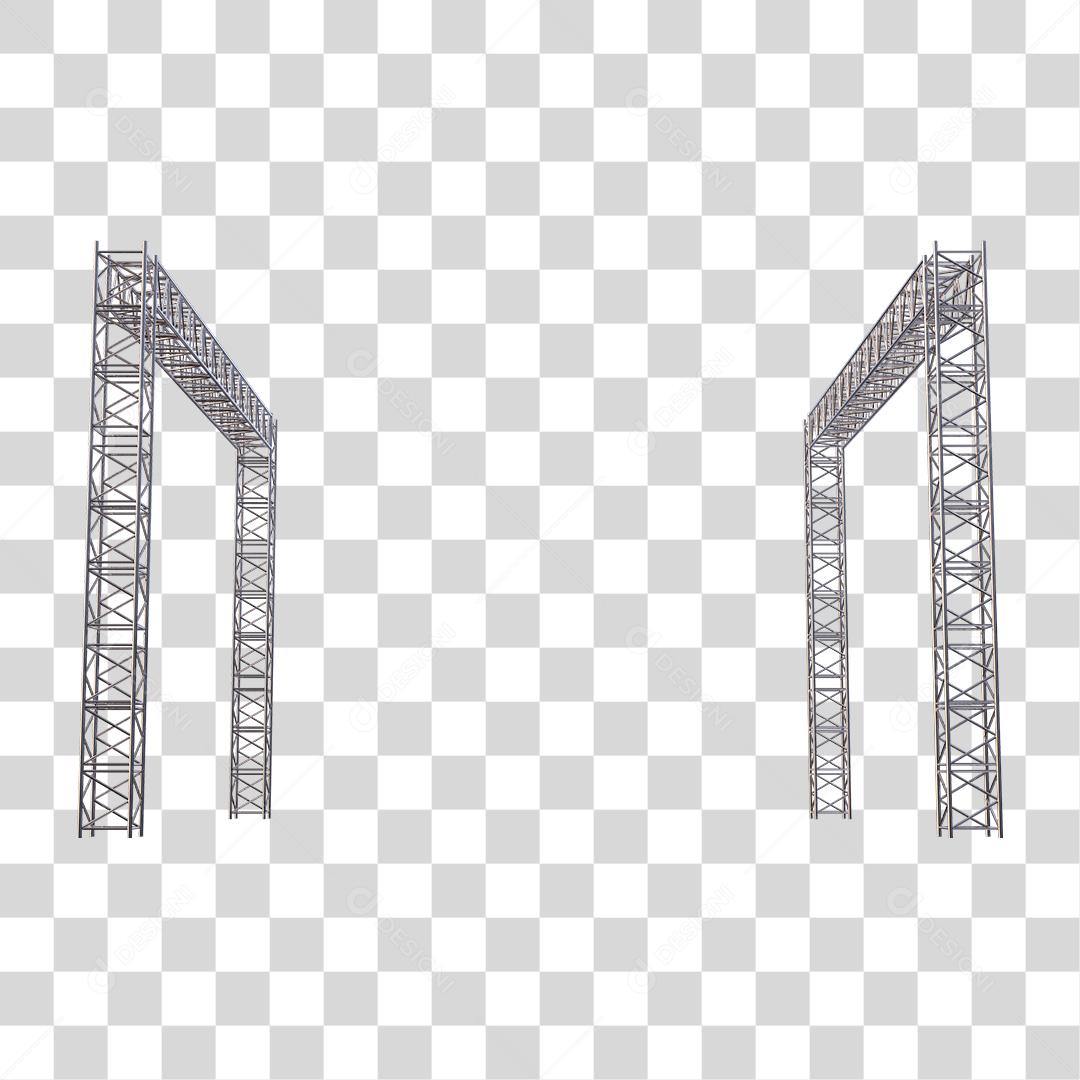 Estruturas Metálica Cromada Elemento 3D Para Composição PNG Transparente