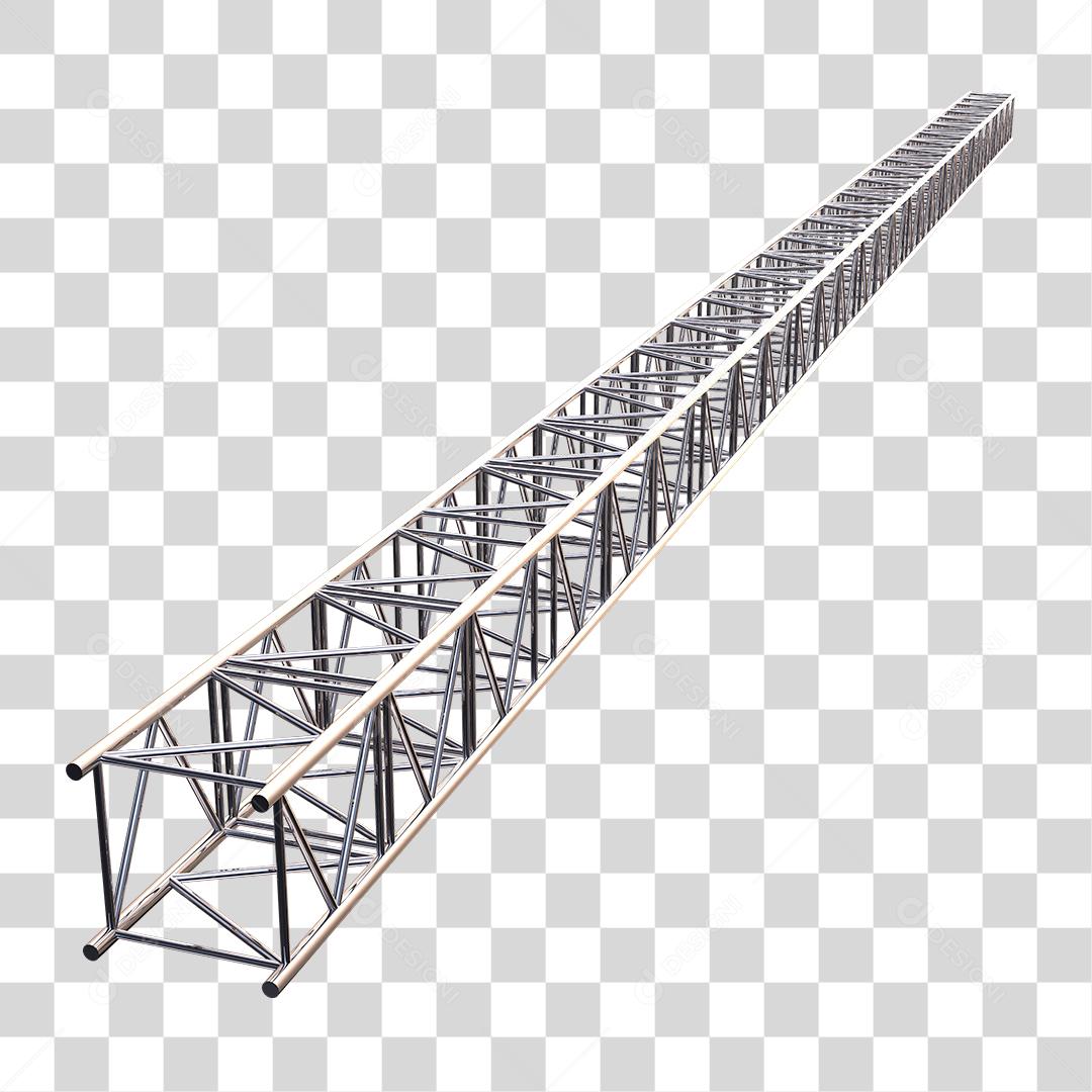 Estrutura Metálica Cromada Barra Elemento 3D Para Composição PNG Transparente