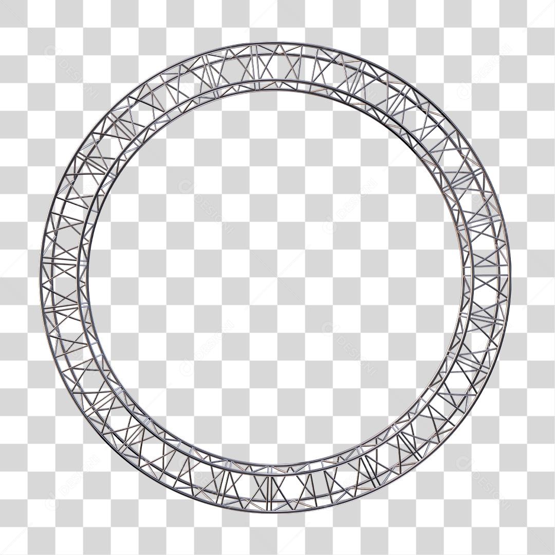 Estrutura Metálica Circular Cromada Elemento 3D Para Composição PNG Transparente