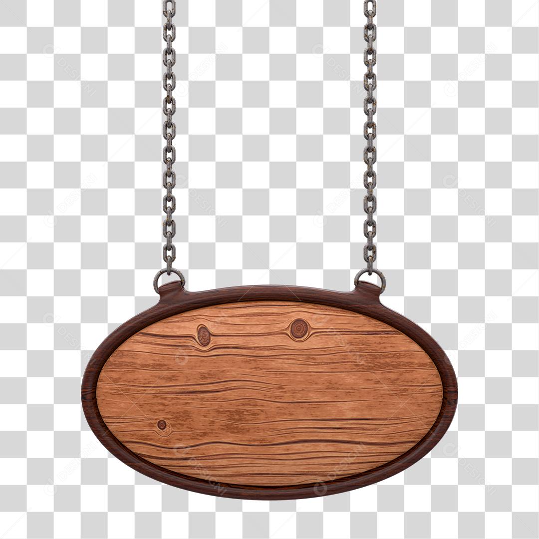 Placa de Madeira Com Correntes Elemento 3D Para Composição de Texto PNG Transparente