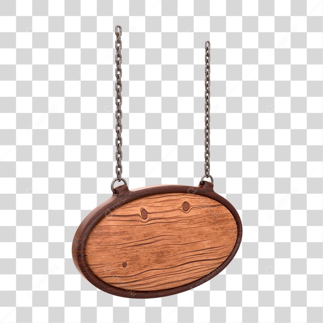 Placa de Madeira Com Correntes Elemento 3D Para Composição de Texto PNG Transparente