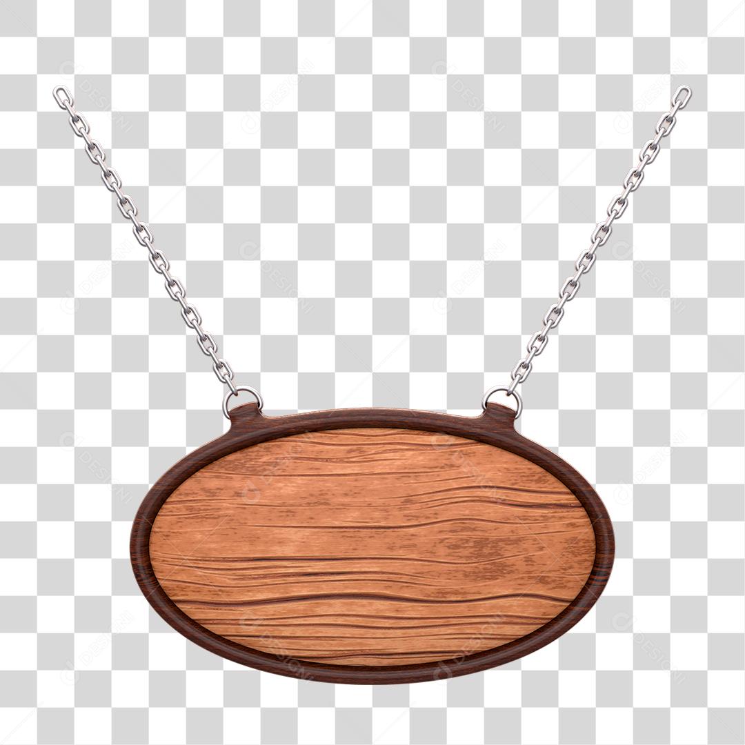 Placa de Madeira Com Correntes Elemento 3D Para Composição de Texto PNG Transparente