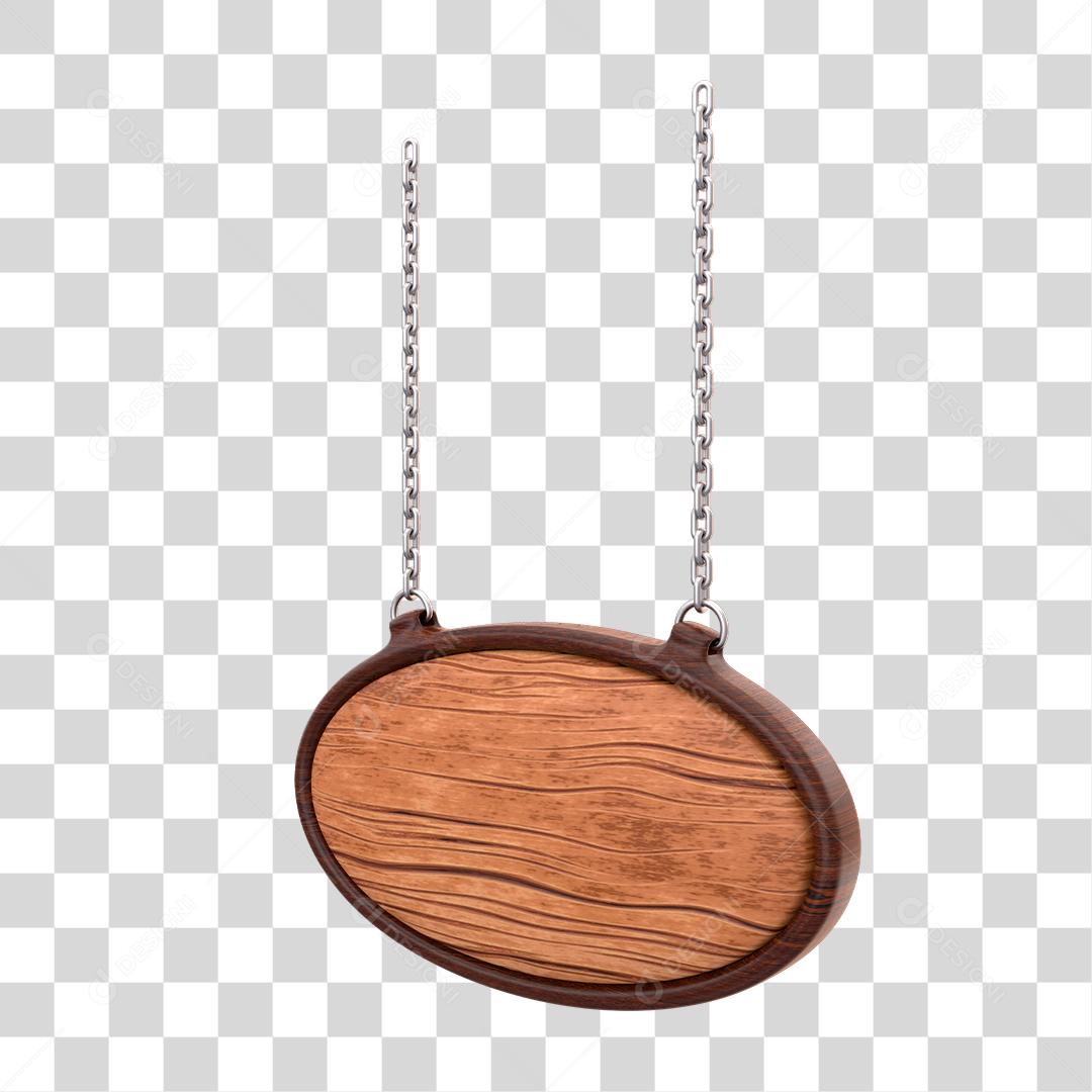 Placa de Madeira Com Correntes Elemento 3D Para Composição de Texto PNG Transparente