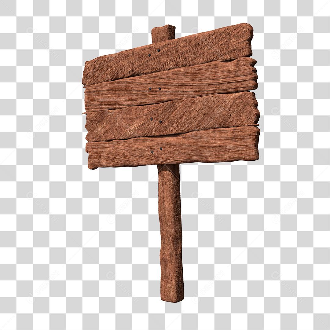 Placa Madeira Elemento 3D Composição PNG Transparente