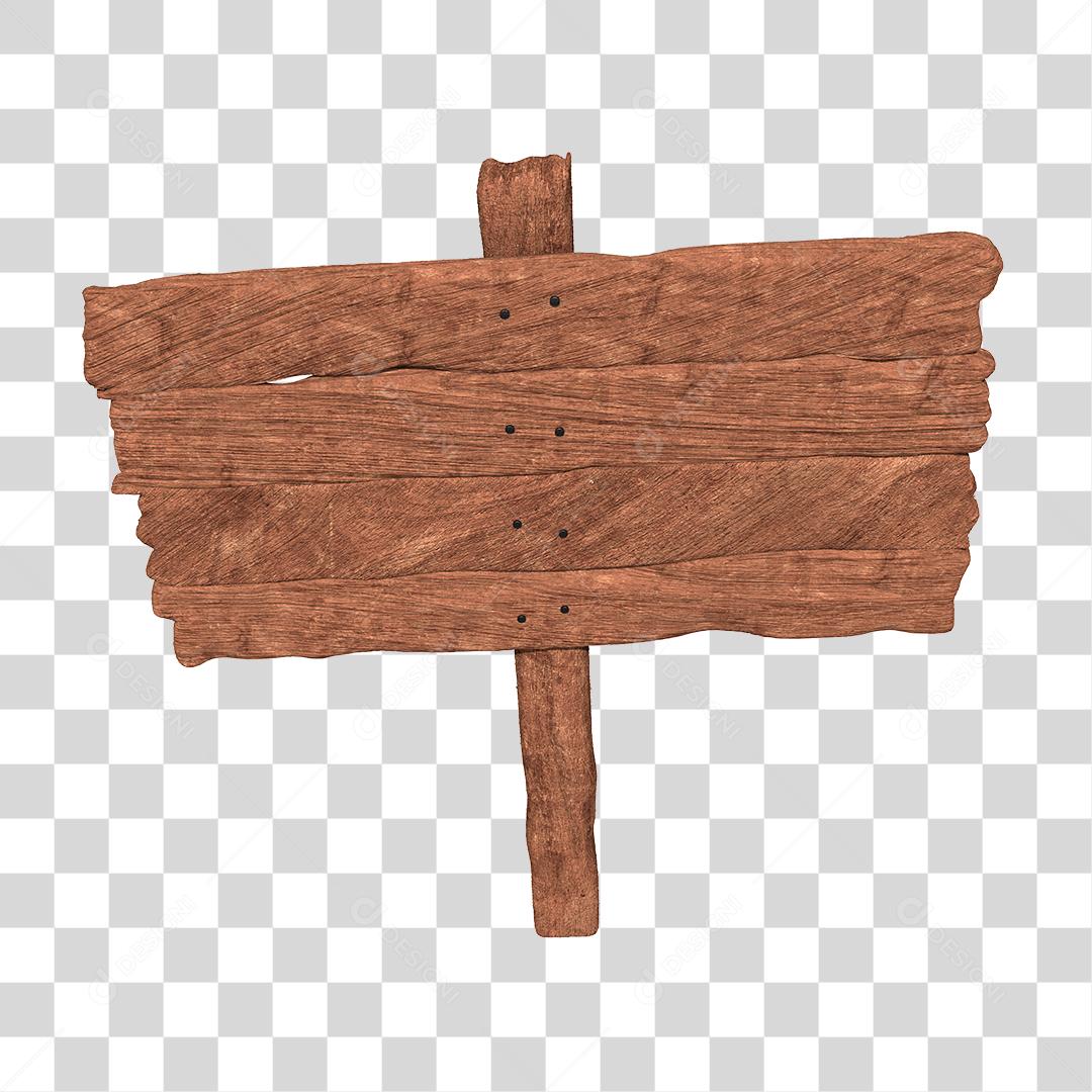 Placa de Madeira Elemento 3D Para Composição  PNG Tramsparemte