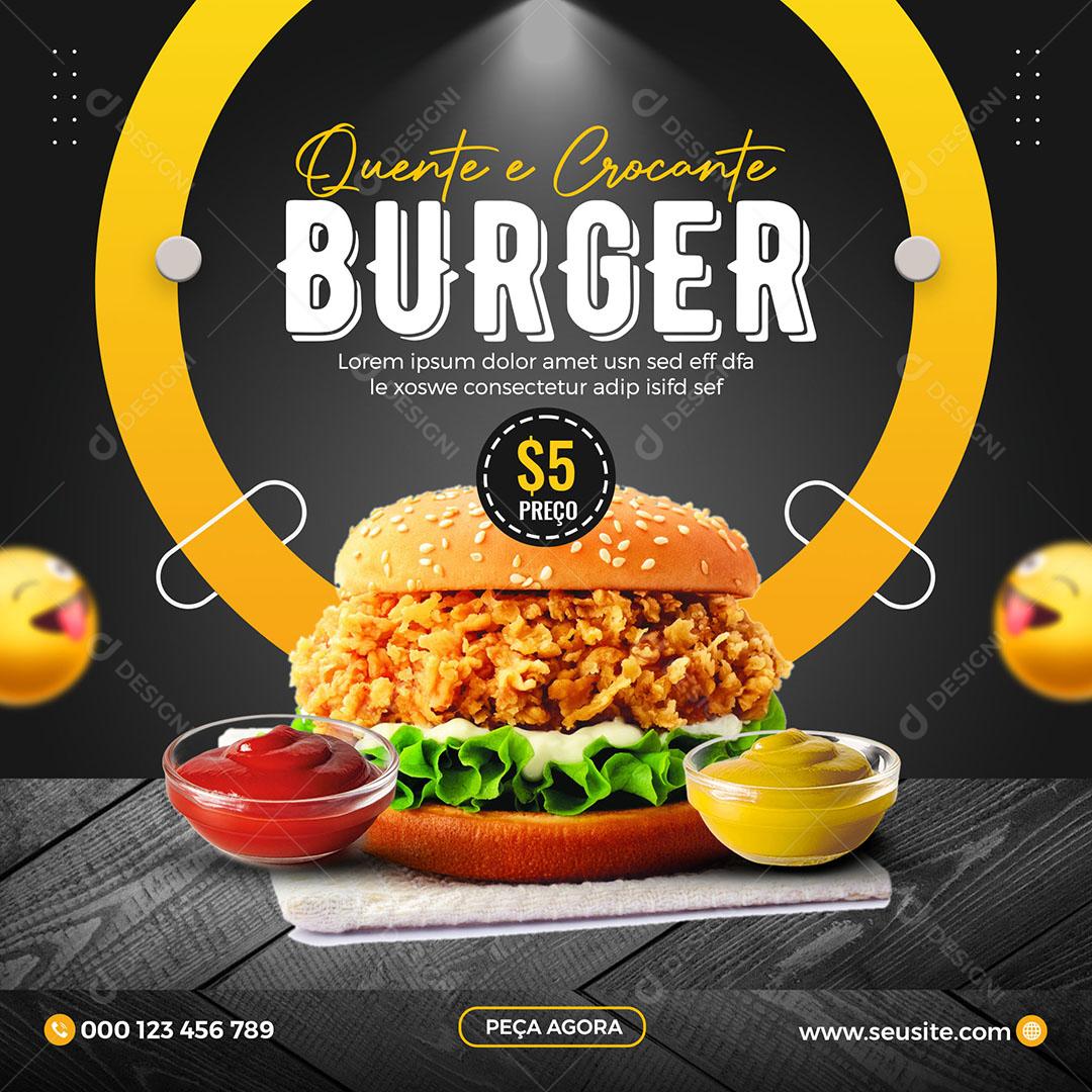 Social Media Quente e Crocante Burger Hamburgueria PSD Editável