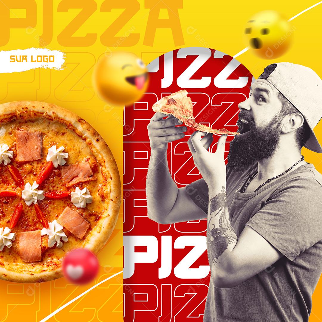 Social Media Pizza Slices Pizzeria Editable PSD
