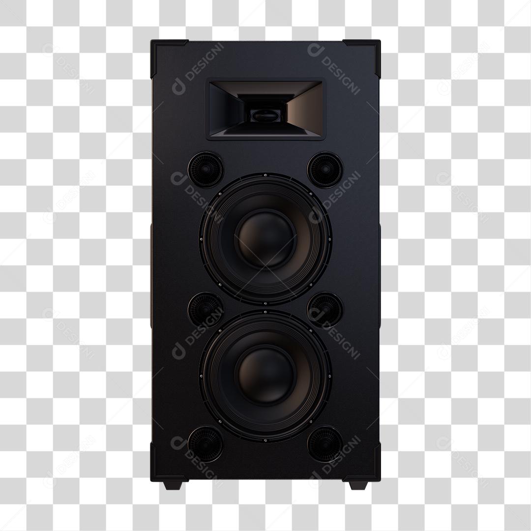 Caixa de Som Preta Elemento 3D PNG Transparente