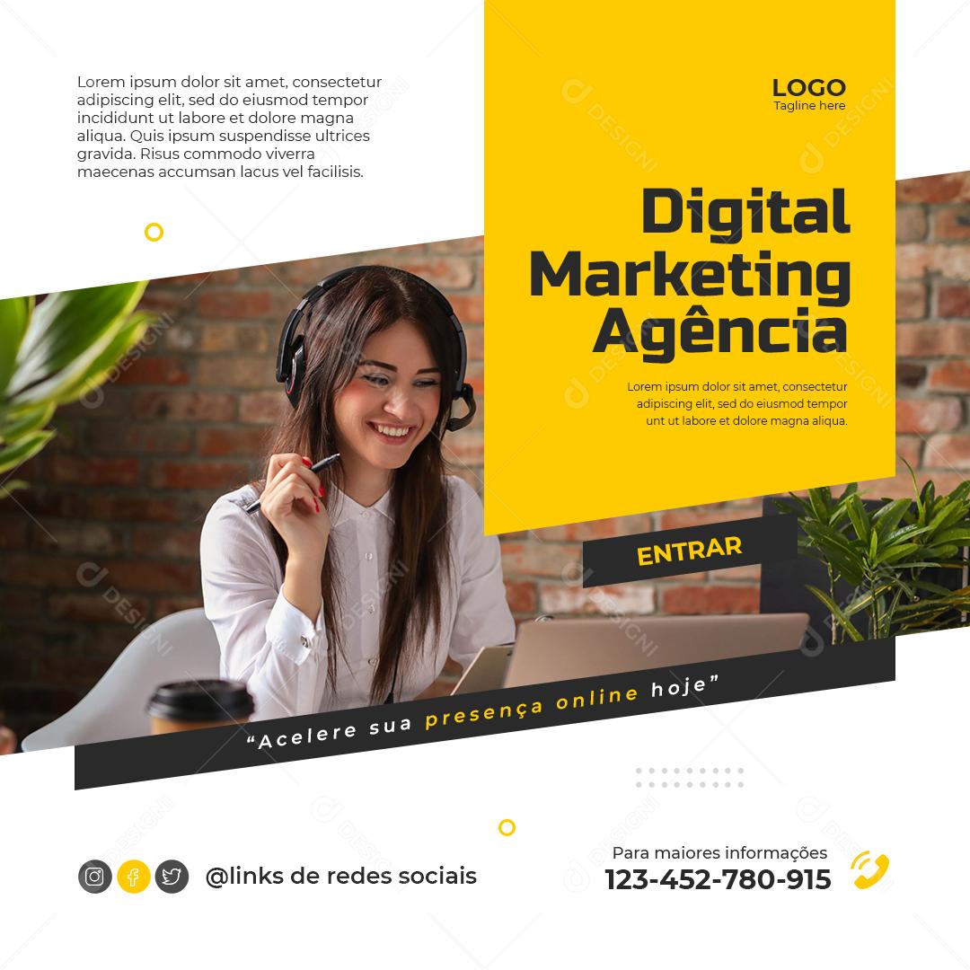 Social Media Acelere sua presença Online hoje Digital Marketing Agência PSD Editável