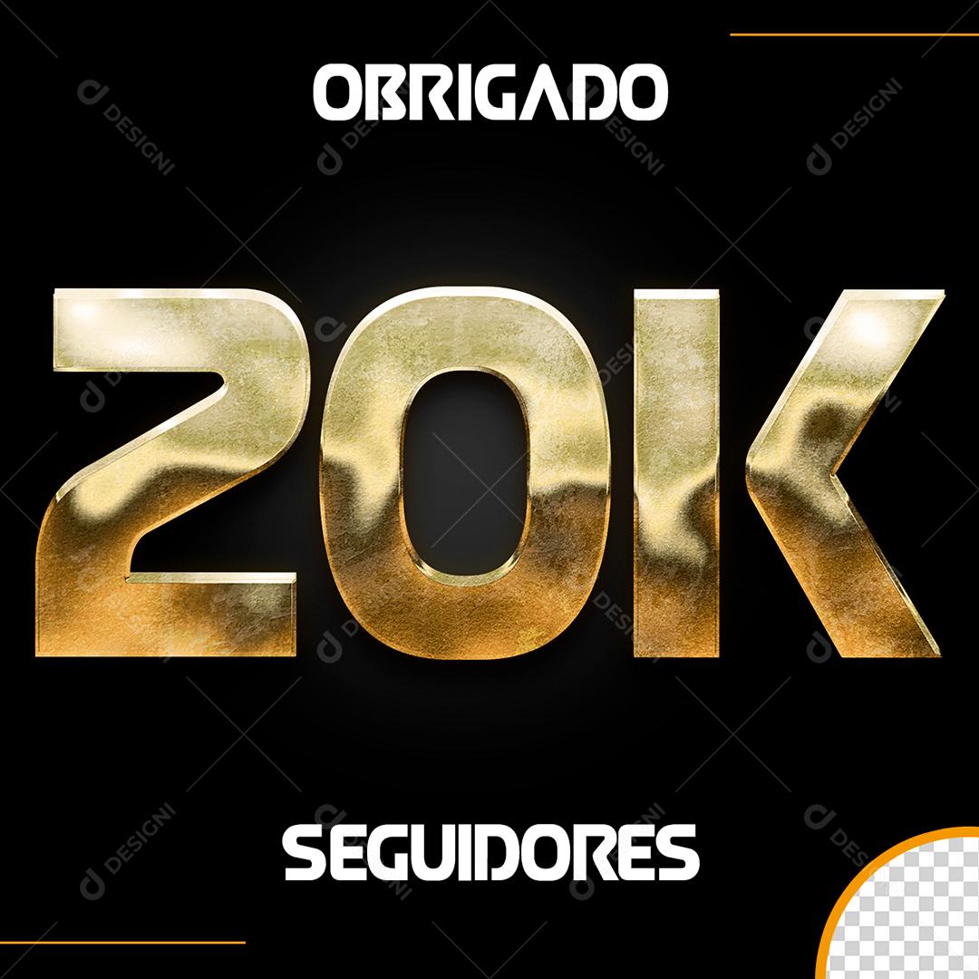 Thanks 20K Followers Golden 3D Element for Composition PSD