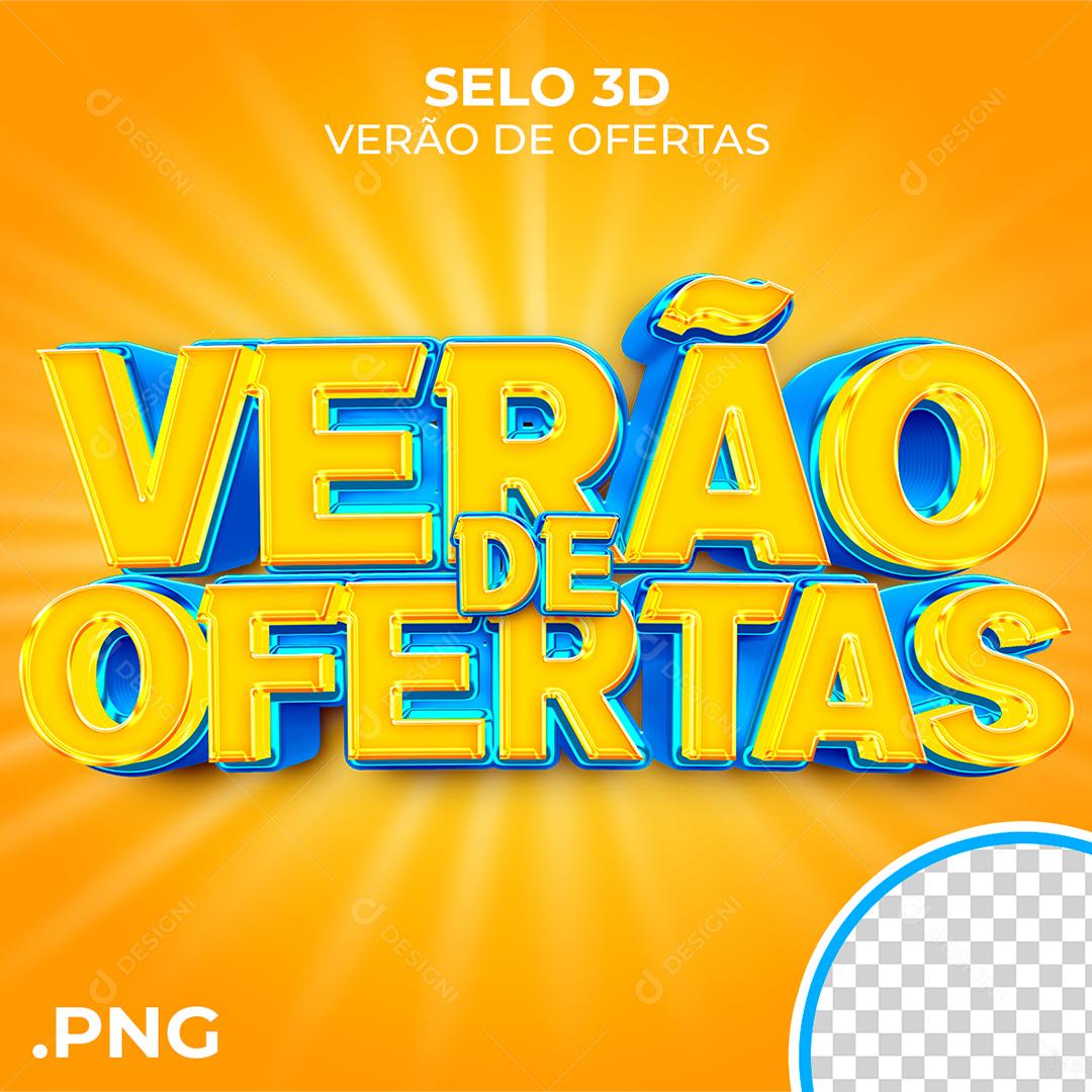 Verão de Ofertas Selo 3D Amarelo e Azul para Composição PSD