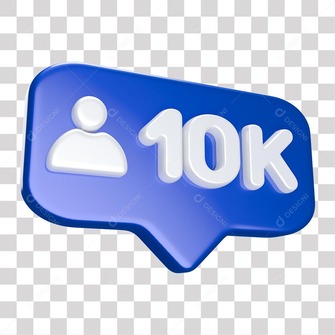 Ícone Perfil 3D 10K de Solicitação Rede Social para Composição PNG Transparente
