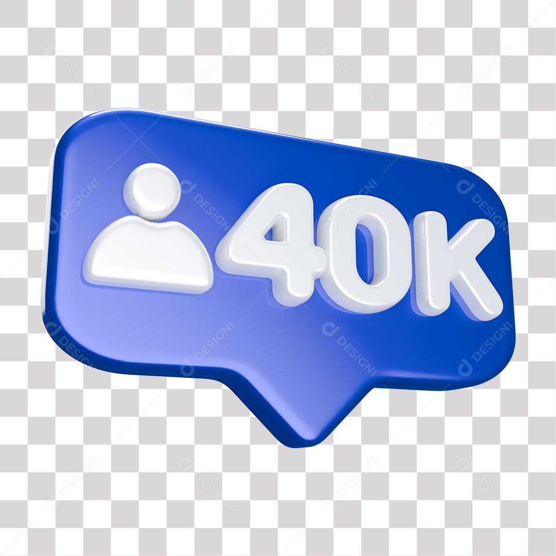 Ícone Perfil 3D 40K de Solicitação Rede Social para Composição PNG Transparente