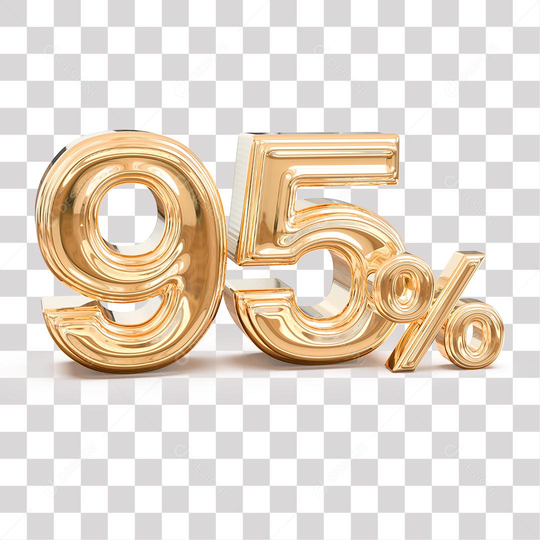 Número 3D 95% Dourado Elemento Para Composição PNG transparente