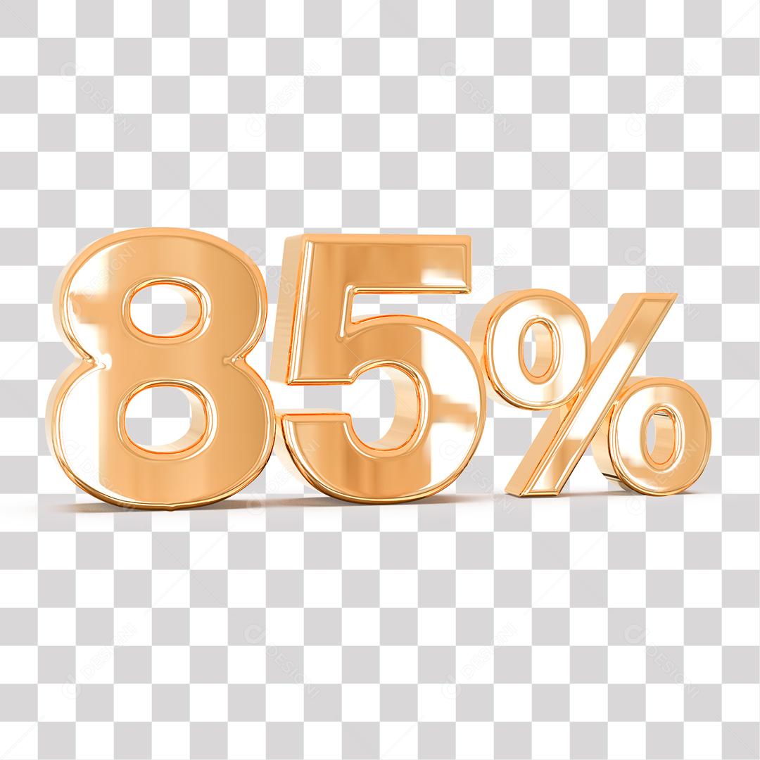 1000046Número 3D 85% Dourado Elemento Para Composição PNG transparente