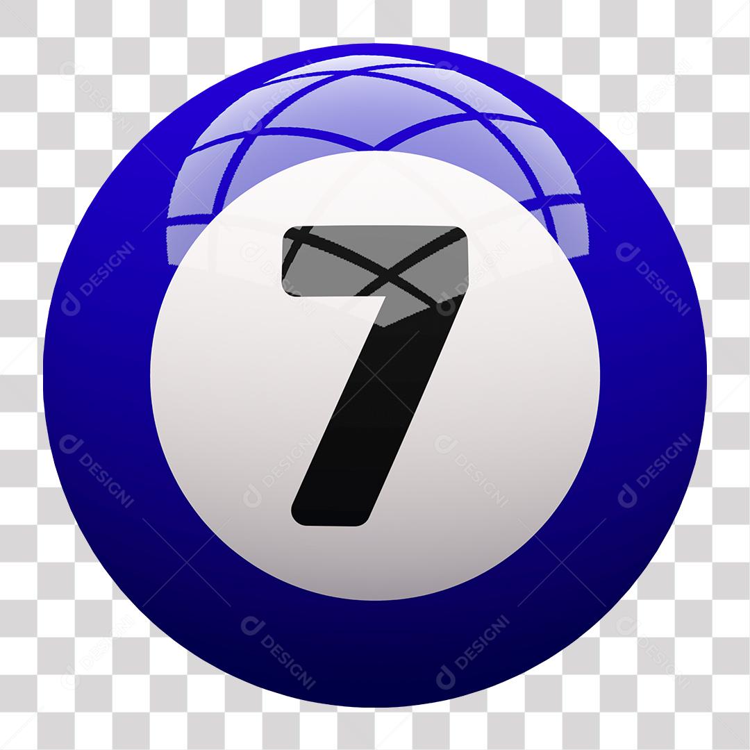 Billiard Ball Number 7 Blue 3D Element for Composition PNG Transparent No Background